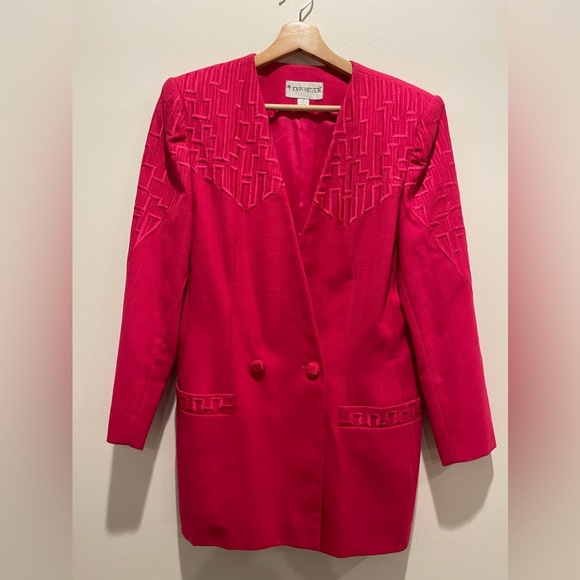 Vintage vibrant pink embroidered Double-Breasted Women's Jacket John Meyer 10 - Picture 4 of 11